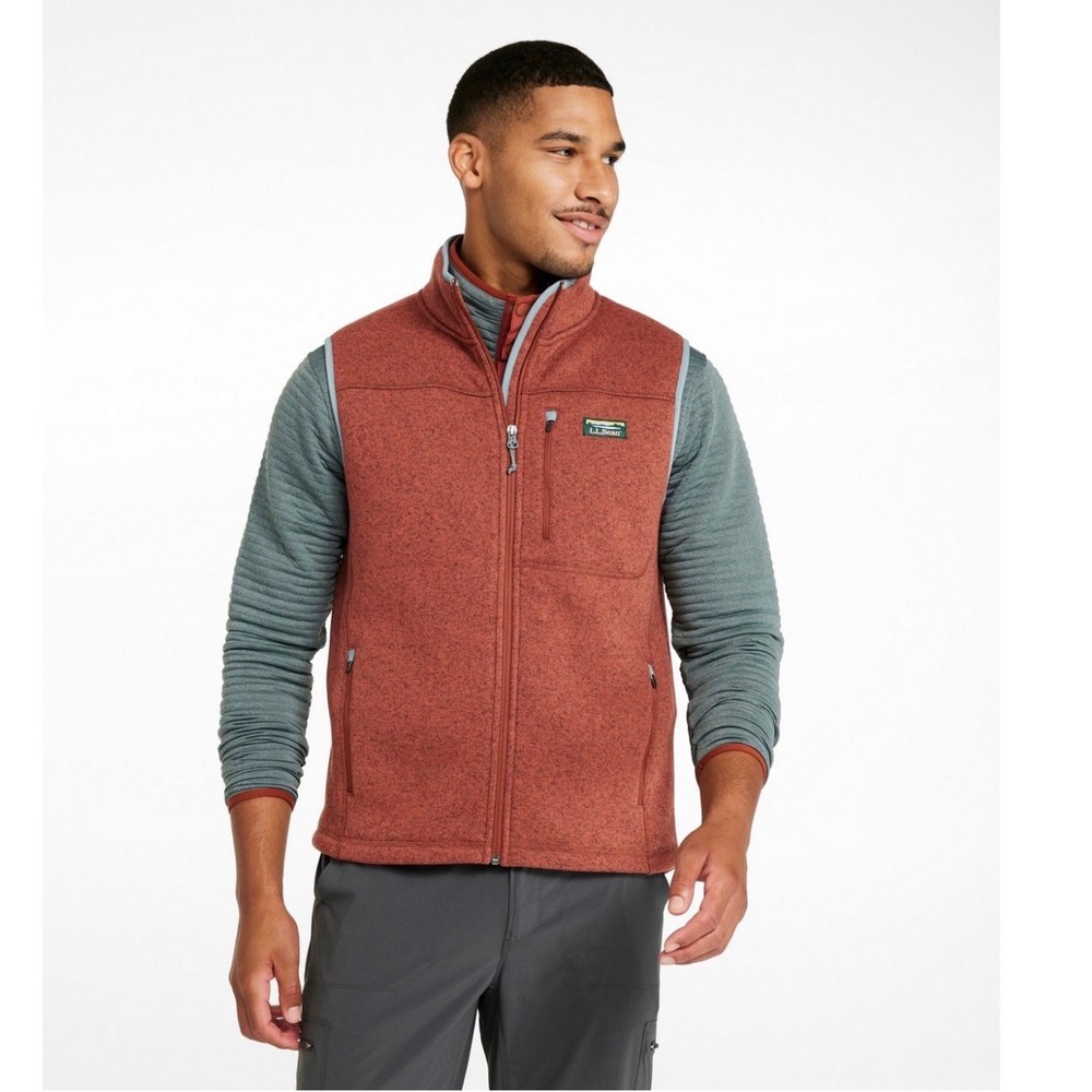 Eddie‎ Bauer Men's L.L. Bean Red Chestnut Sweater Fleece Granola Outdoor Vest L